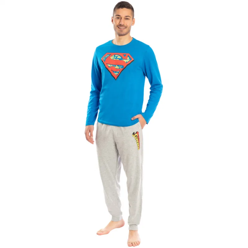 Superman Pánske Pyžamo 2 diely Modré Šedé Veľkosť: XL