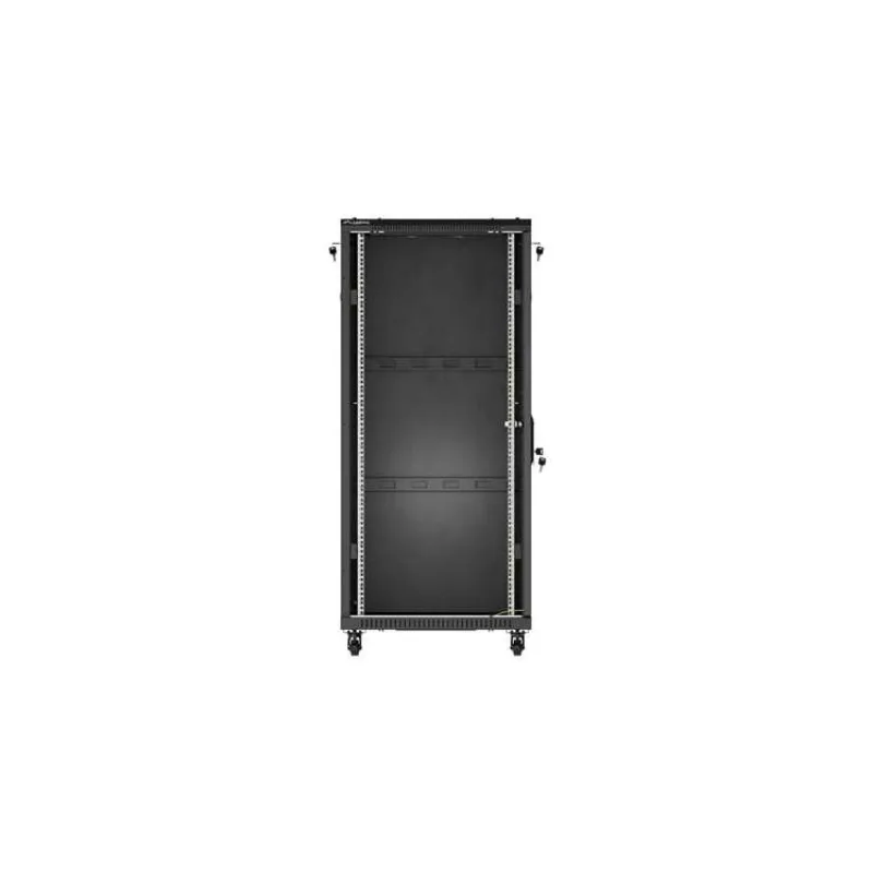 LANBERG 19" VOĽNE STOJÚCA RACKOVÁ SKRIŇA 27U/600X600 (FLAT PACK) S PRESKLENÝMI DVERAMI ČIERNA (FF01-6627-12B)
