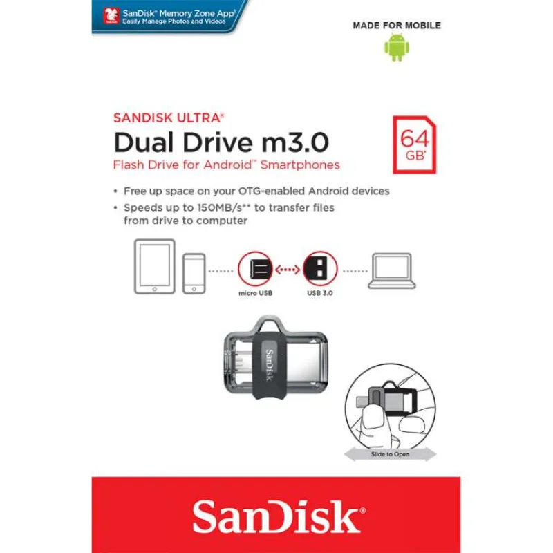 SanDisk Flash Disk 64 GB Ultra, Duálny USB disk m3.0, OTG (SDDD3-064G-G46)