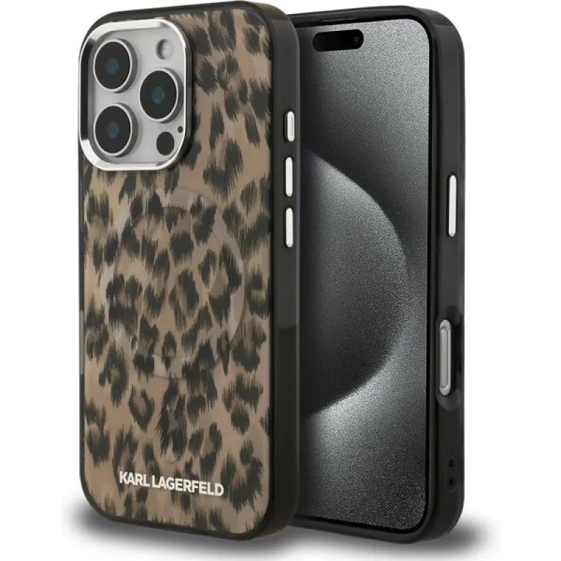 Karl Lagerfeld IML Leopard MagSafe kryt iPhone 16 Pro hnedý 57983125084