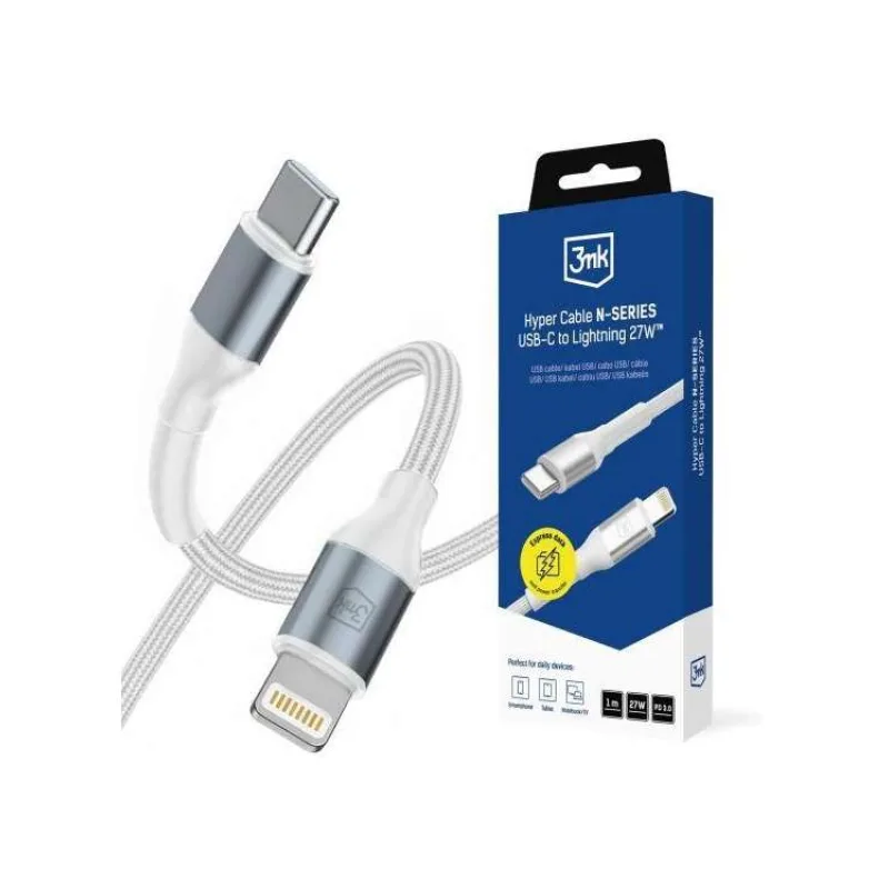 3mk Hyper Cable N-SERIES C to Lightning 1m PD 3.0 9V/3A 27W White (5903108758246)