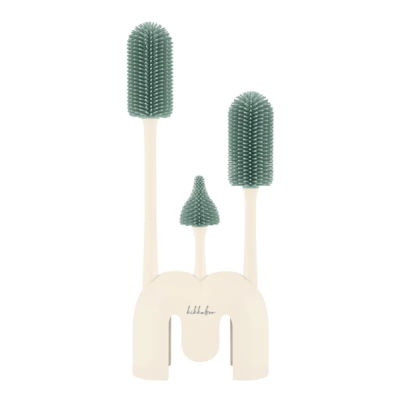 KikkaBoo Kefy na fľaše 3 ks so stojanom Platinum Silicone Sage
