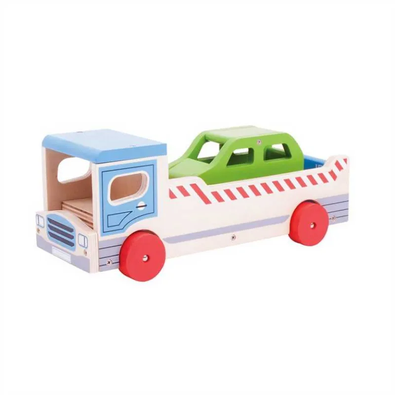 Bigjigs Toys Bigjigs Toys Dřevěné odtahové auto s osobním autem