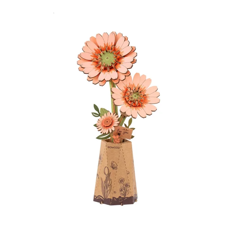 RoboTime RoboTime 3D drevená skladačka Oranžová gerbera