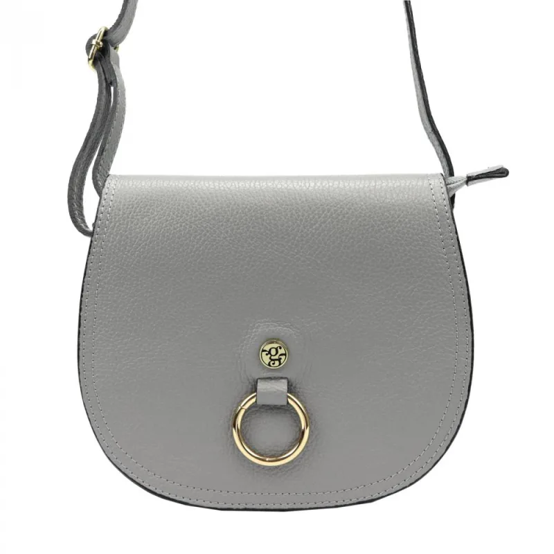 GREGORIO Kožená dámska crossbody kabelka šedá