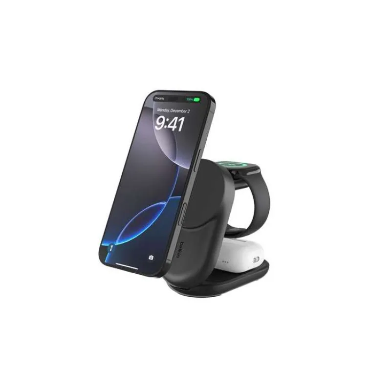 Belkin UltraCharge™ Qi2 25W 3v1 Magnetická nabíječka pro iPhone/Apple Watch/AirPods, černá (WIZ037kqBK)