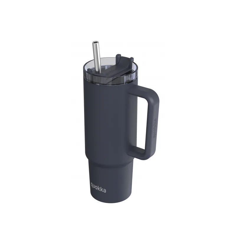 Quokka Nerezový termohrnček so slamkou Stream Black 950 ml