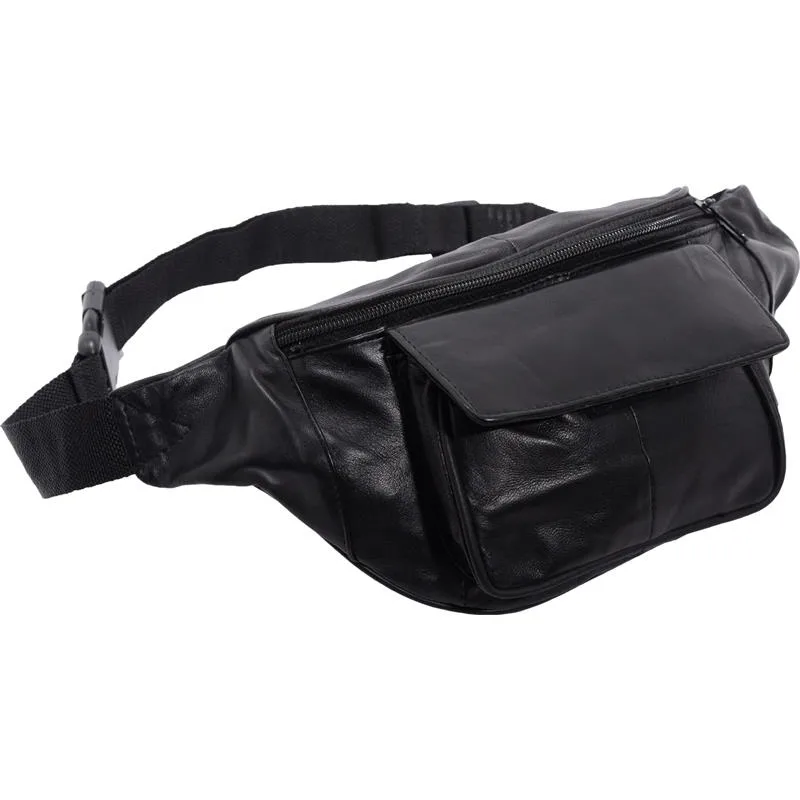 Impex Fanny pack s predným vreckom na suchý zips - Nappa koža čierna Veľkosť: UNI