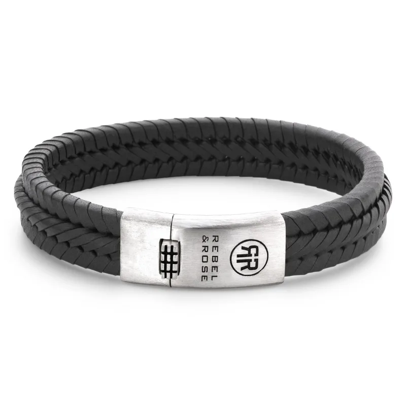 Pánsky kožený náramok Rebel & Rose Twisted Anthracite RR-L0154-S-L