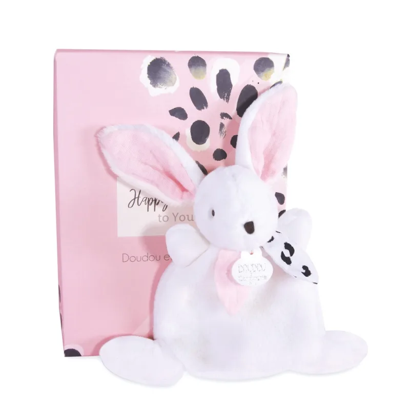 Doudou et Compagnie Paris Doudou Darčeková krabička ružová - mini zajačik 17 cm