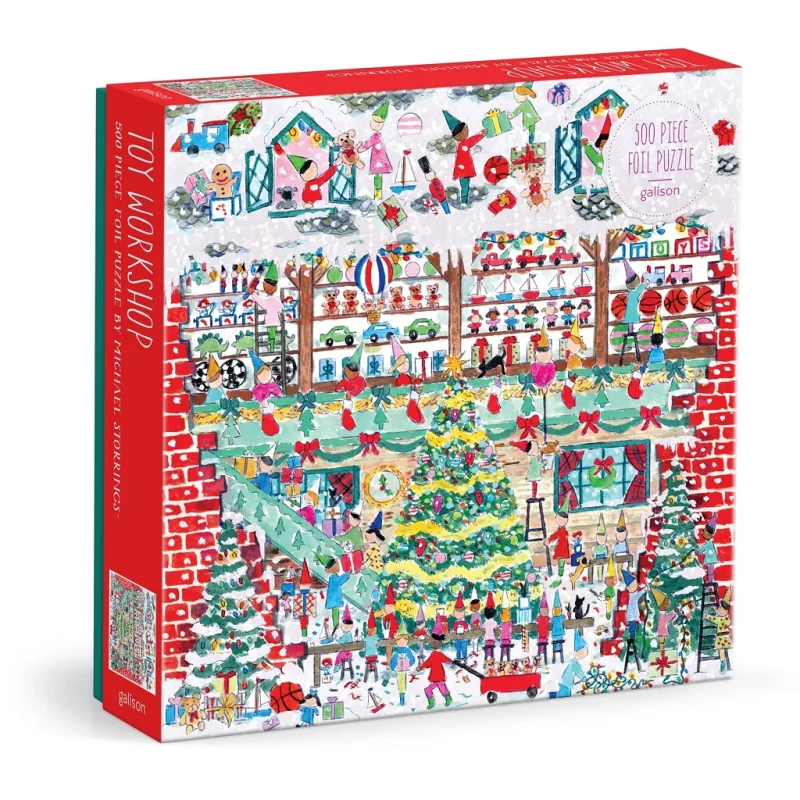 Galison Galison Fóliové puzzle Michael Storrings Vianočná dielňa hračiek 500 dielikov