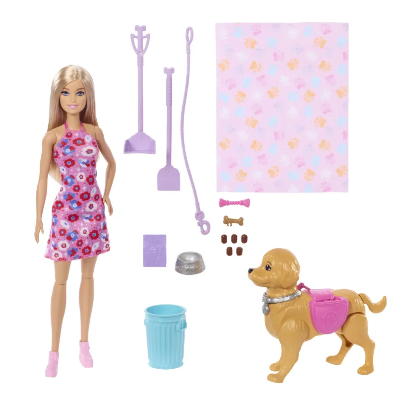Mattel Barbie bábika so psíkom na prechádzke
