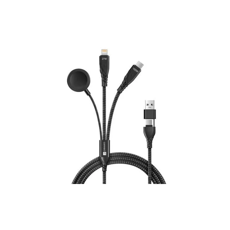 CONNECT IT Wirez 6in1 1x USB-C 1x Lightning 1x Watch charger 1,25 m ČERNÝ (CCA-2300-BK)