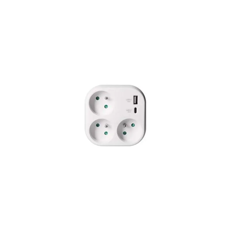 Solight rozbočovač 3x 16A, USB A+C rychlonabíjačka 20W PD, biely (P112-PD20)