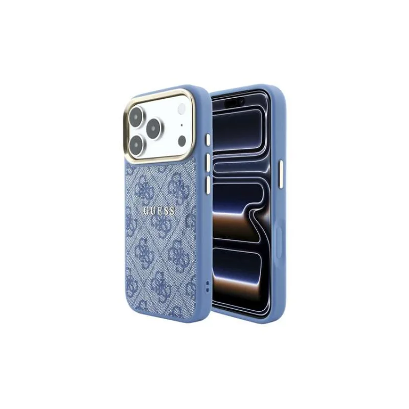Guess PU Leather 4G Gold Frame Embossed MagSafe kryt iPhone 18 Pro Max modrý (57983131306)
