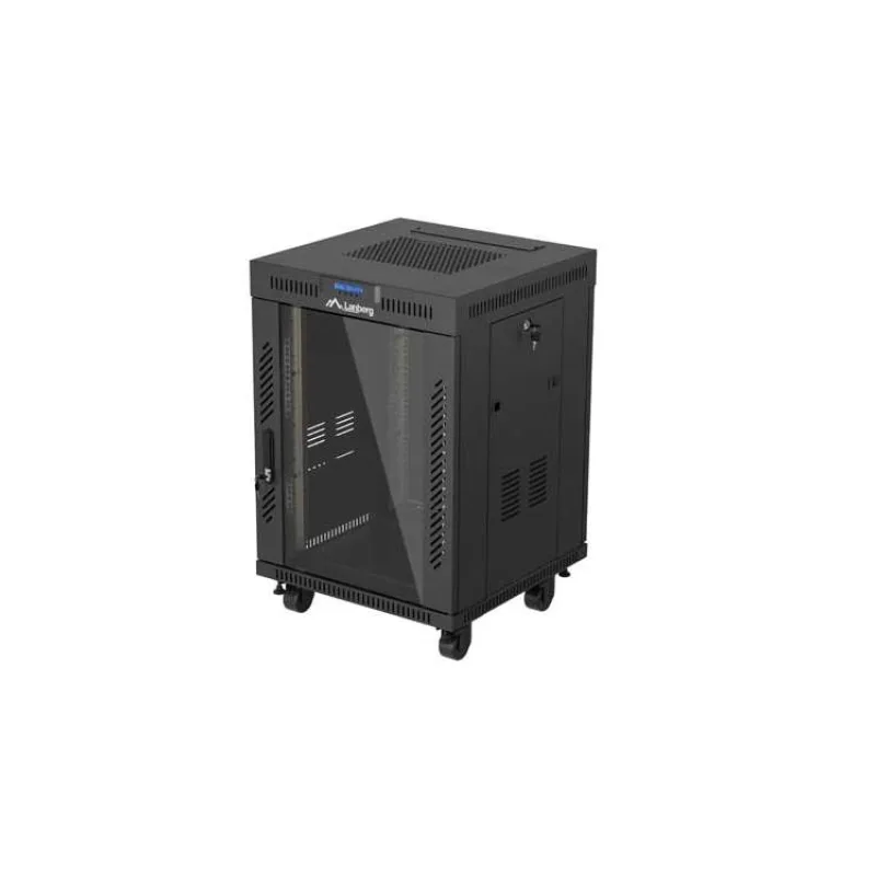 19" VOĽNE STOJÚCA RACKOVÁ SKRIŇA 15U/600X600 (FLAT PACK) S PRESKLENÝMI DVERAMI LCD ČIERNA LANBERG V2 (FF01-6615-12BL)