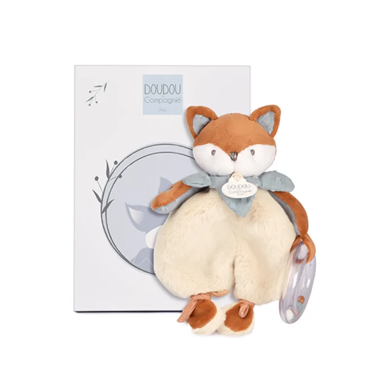 Doudou et Compagnie Paris Doudou Darčeková sada Plyšová líška Timo s hrkálkou 18 cm