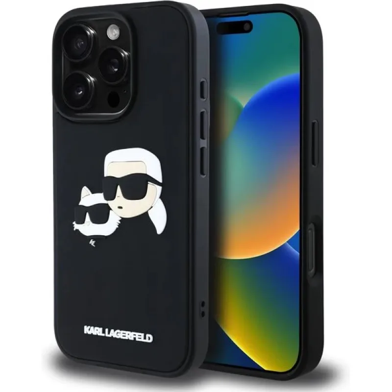 Karl Lagerfeld 3D Rubber Double Heads kryt iPhone 16 Pro čierny…