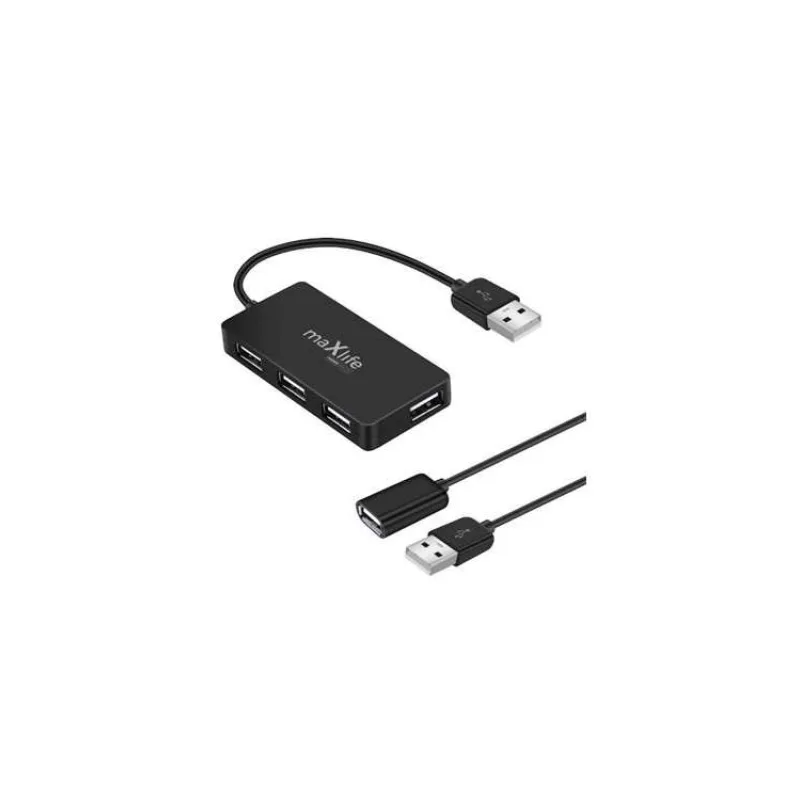 USB hub 2.0 s káblom, 4 porty, Maxlife Home Office + predlžovací USB kábel 1,5m (OEM0002311)