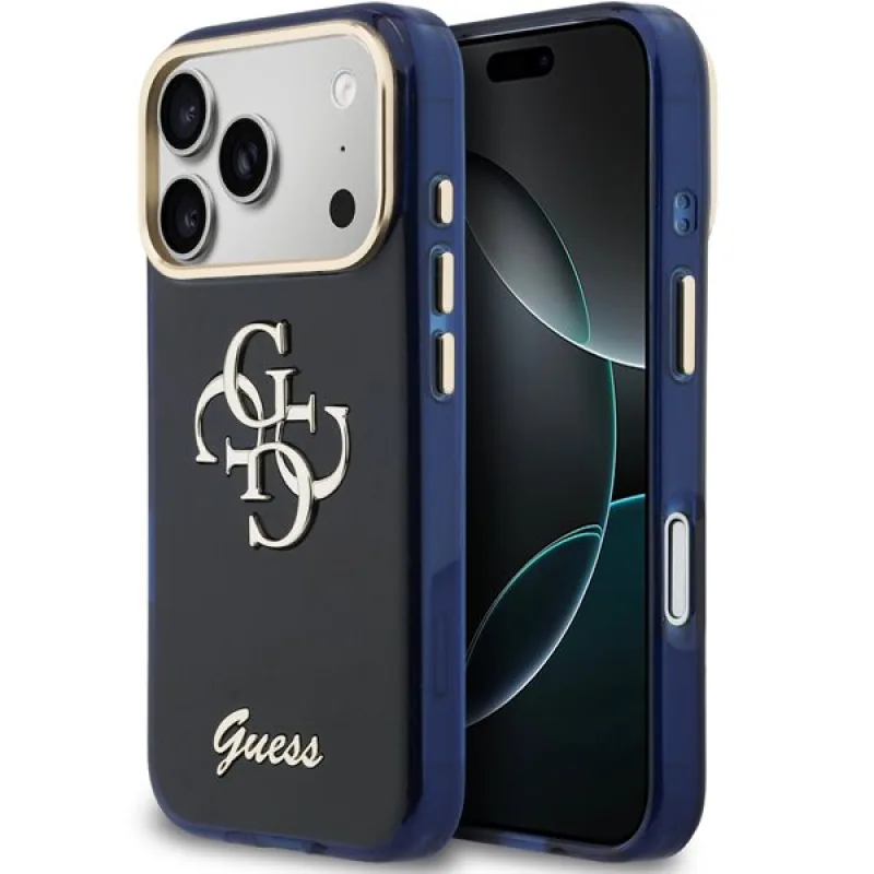 Guess IML 4G Script Metal Logo kryt iPhone 17 Pro modrý 57983128934