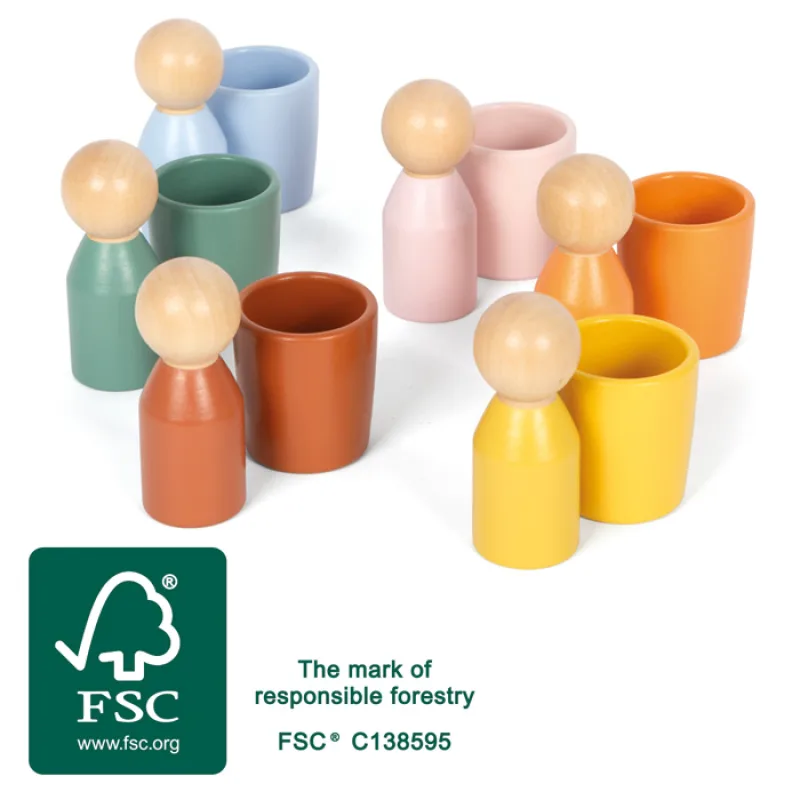Small Foot small foot Montessori triediace kalíšky s figúrkami