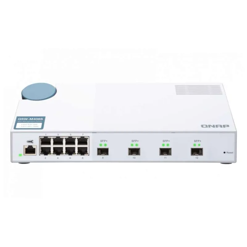 QNAP riadený switch QSW-M408S (12portov: 8x Gigabit port + 4x 10G SFP+ porty) (QSW-M408S)
