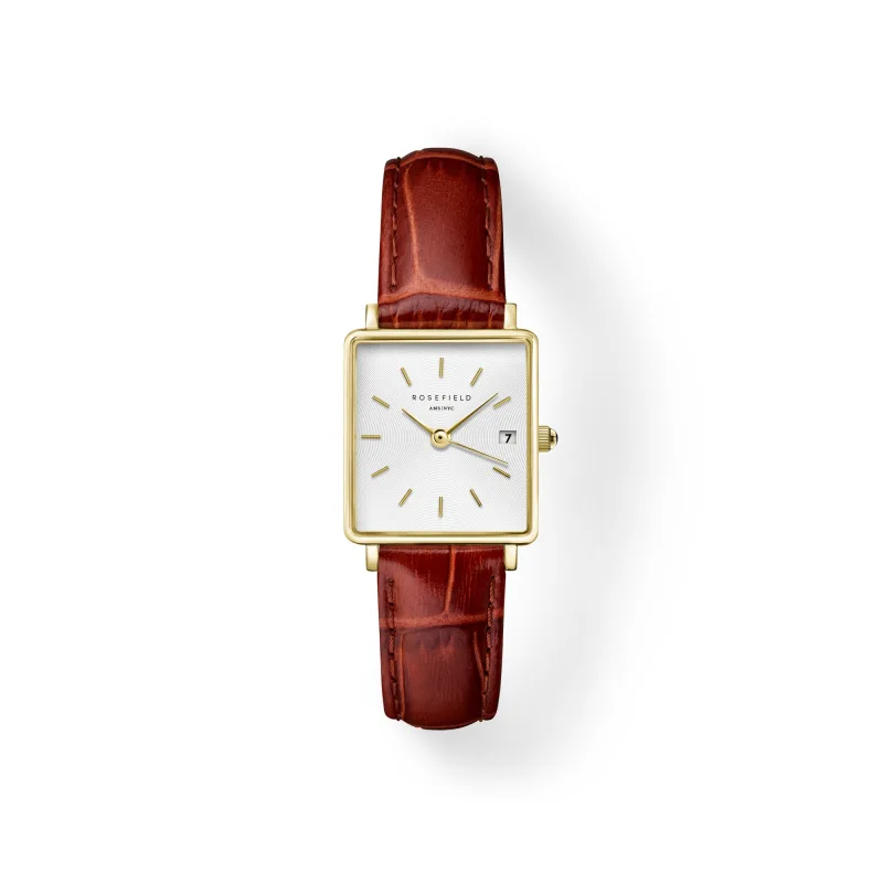 Rosefield Boxy XS Hnedé kožené dámske hodinky QWBLG-Q55