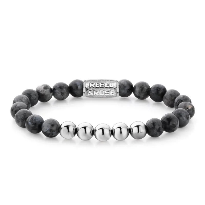 Unisex náramok Rebel & Rose Grey Seduction 8 mm RR-80003-S-M