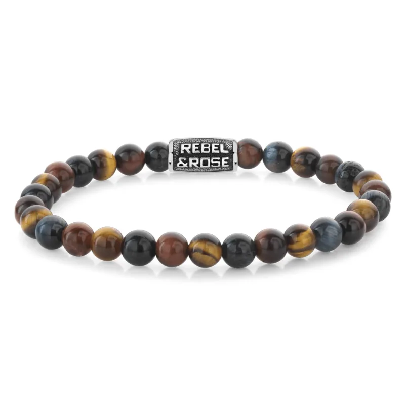 Rebel & Rose unisex náramok Kto sa bojí tigra 6 mm RR-60115-V-L+