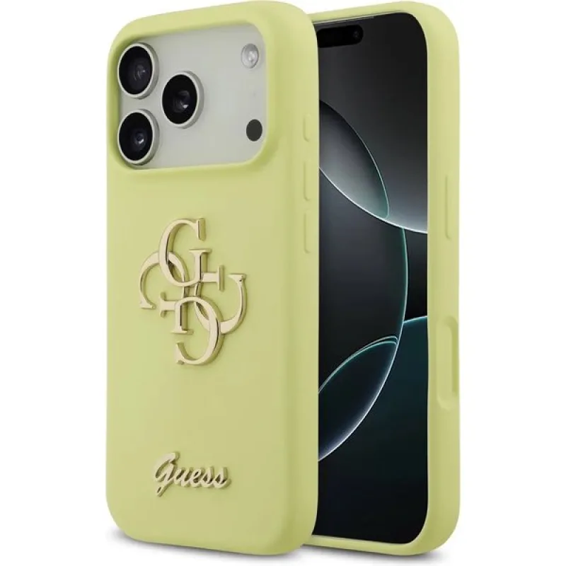 Guess Liquid Silicone 4G Metal Logo kryt iPhone 17 Pro žltý 57983126967