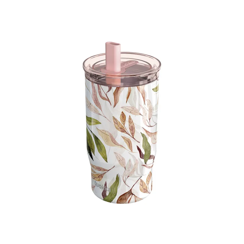 Quokka Nerezový termohrnček so slamkou Mist Falling Leaves 720 ml