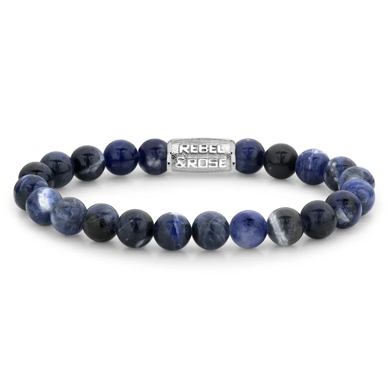 Rebel & Rose Pánsky guličkový náramok Rebel & Rose, Midnight Blue, 8 mm