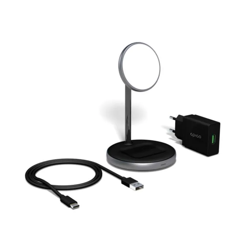 Epico 2in1 Magnetic Wireless Charger - čierna (9915111300032)