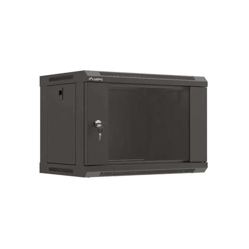 LANBERG 19" RACKOVÁ SKRIŇA PRO MONTÁŽ NA STENU 6U/540X350 (FLAT PACK) S PROSKLENÝMI DVERMI ČIERNA (WF03-5306-10B)