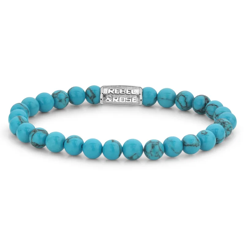 Rebel & Rose unisex náramok Turquoise Delight 6 mm RR-60015-S-S