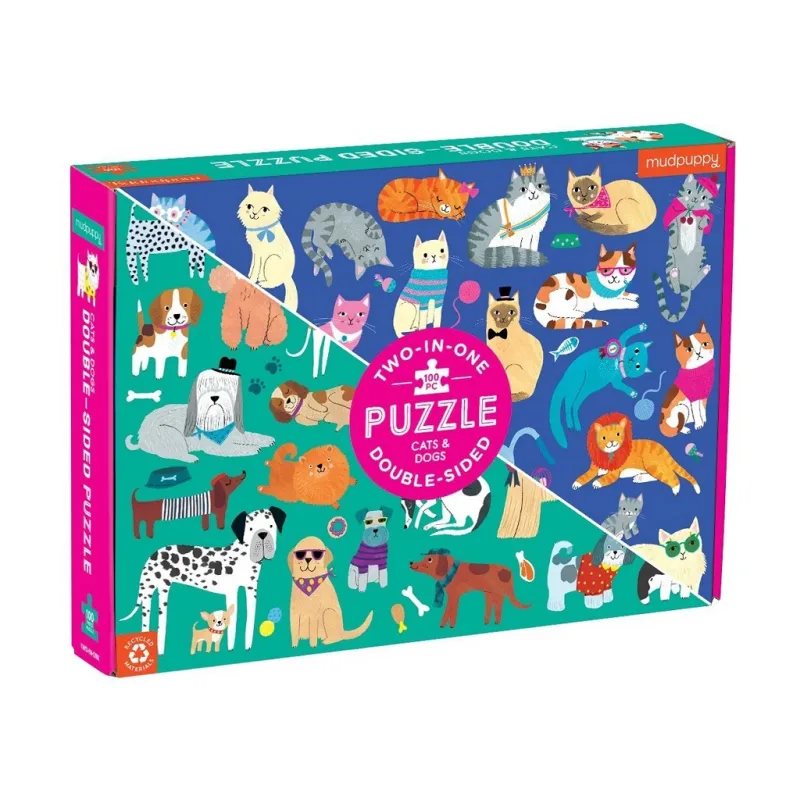 Mudpuppy Mudpuppy Obojstranné puzzle Psy a mačky 100 dielikov
