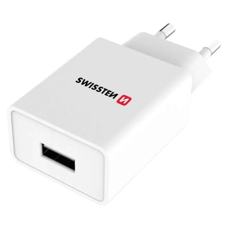 SWISSTEN SÍŤOVÝ ADAPTÉR SMART IC 1x USB 1A POWER + DATOVÝ KABEL USB / LIGHTNING 1,2 M BÍLÝ (22067000)