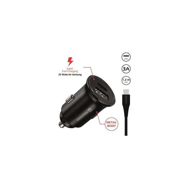 Swissten cl pro samsung super fast charging 35w + kabel usb-c/usb-c 1,2 m black (20117100)
