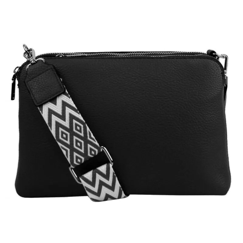 Jessica Bags Čierna crossbody dámska kabelka s tromi sekciami Jessica