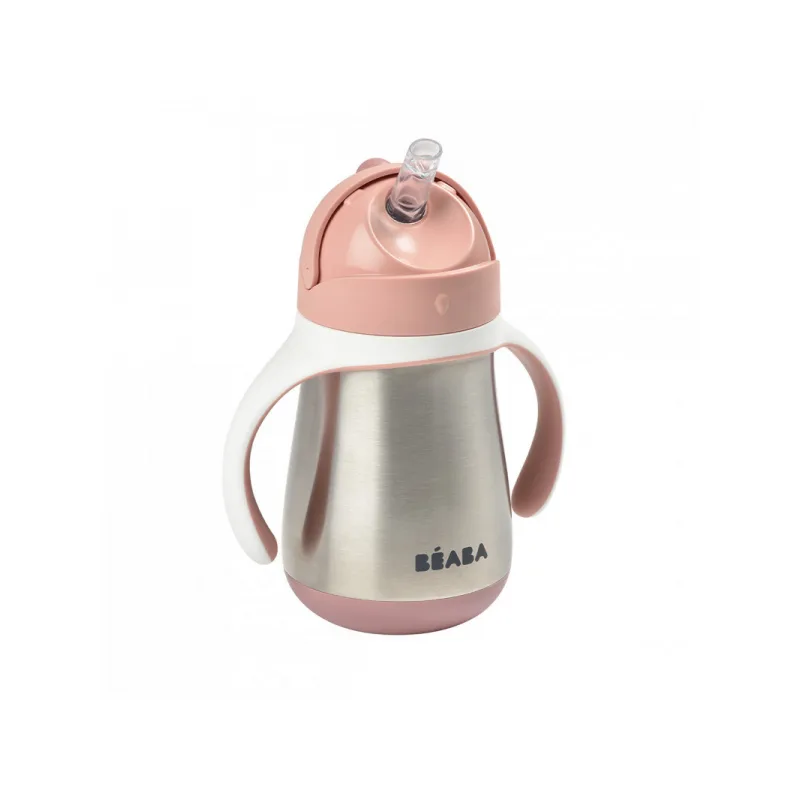 Beaba Hrnček termoizolačný so slamkou nerez 250ml Pink