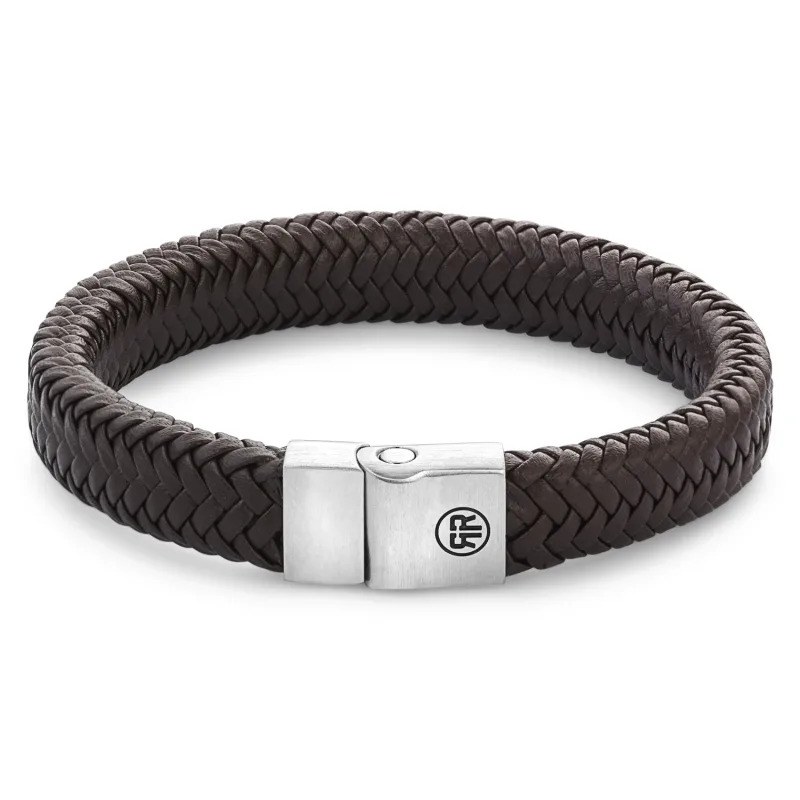 Kožený náramok Rebel & Rose s bezpečnostným zapínaním, celokovový Herringbone Brown Matt