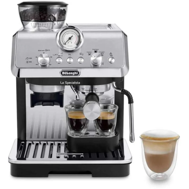 DeLonghi La Specialista Arte pákový kávovar, 1400 W, vestavěný mlýnek, parní tryska MyLatte (EC9155.MB)