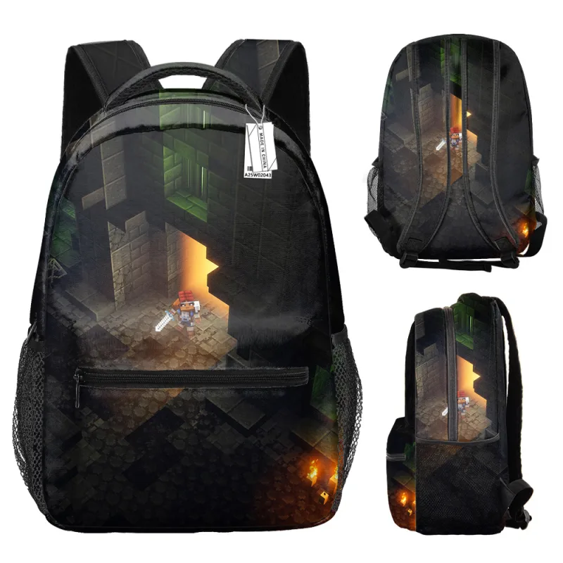 Made in China Detský / študentský batoh s potlačou celého obvodu motív Minecraft 3