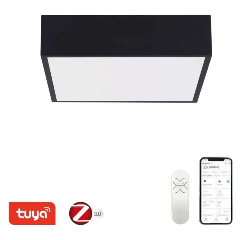 IMMAX NEO CANTO SLIM Smart stropní svítidlo 28x28cm 22W 1610lm, černé, Zigbee 3.0, TUYA (07237L)