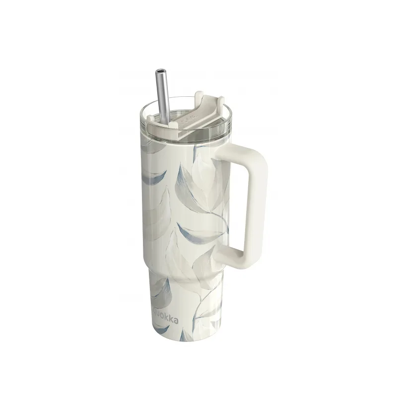 Quokka Nerezový termohrnček so slamkou Stream Cotton 950 ml