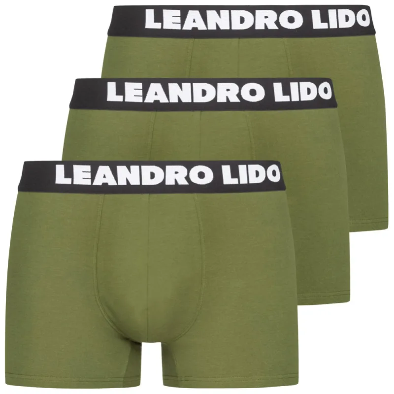 LEANDRO LIDO Pánske Boxerky 3Pack Zelené Veľkosť: L