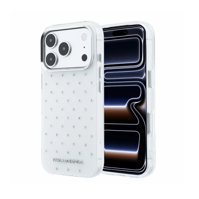 Karl Lagerfeld IML Rhinestones Allover kryt iPhone 18 Pro biely…