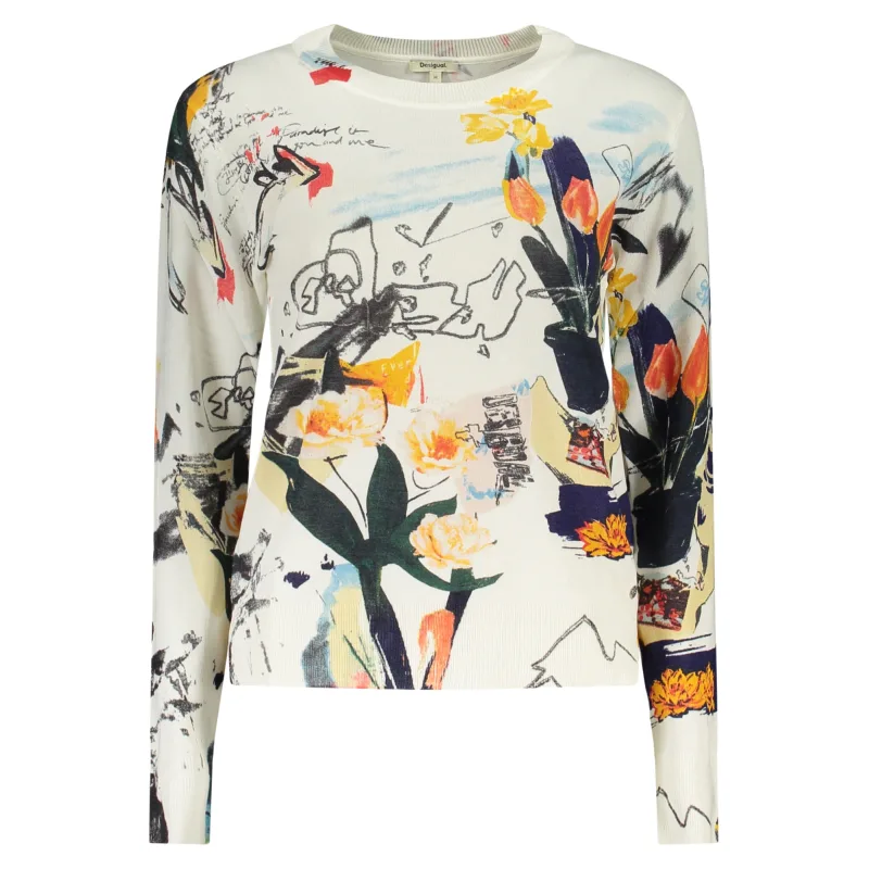 Elegantný Dámsky Pulóver DESIGUAL Biela Farba: Biela, Veľkosť: XS