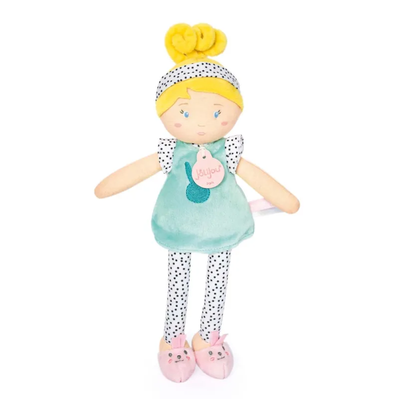 Doudou et Compagnie Paris Doudou Jolijou Bábika LES PIPELLETTES 25 cm 1 ks tyrkysová