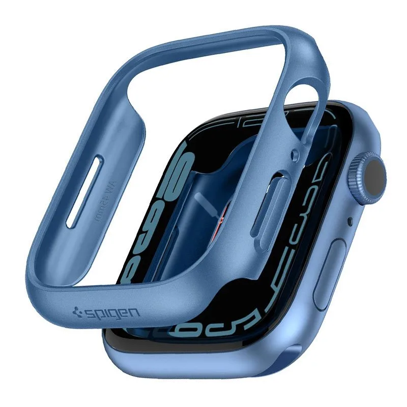 Spigen kryt Thin Fit pre Apple Watch 7/8 45mm - Metallic Blue ACS04176